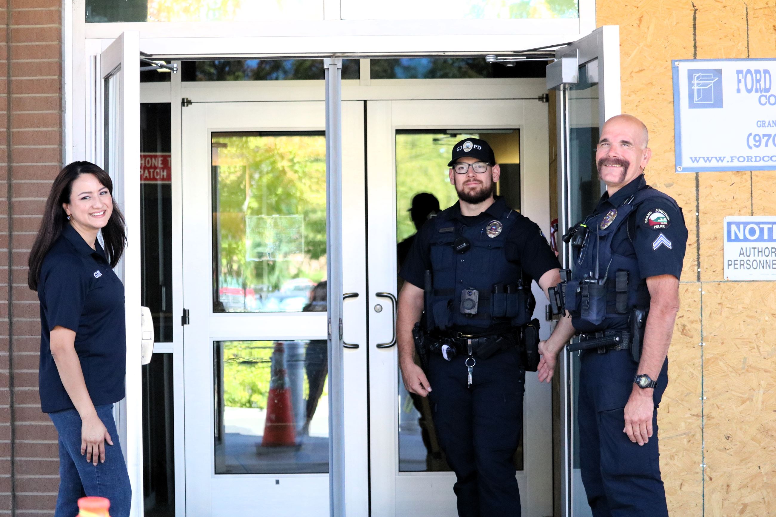 police officers at entrance