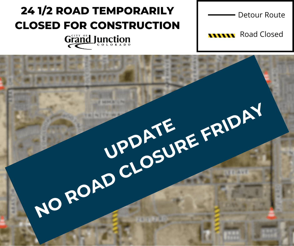 24 12 Rd. Detour map with a blue rectangle saying UPDATE