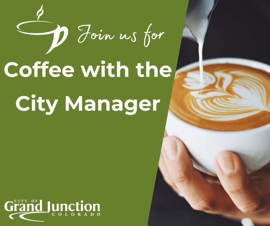 Graphic with a cup of coffee. Text reading 