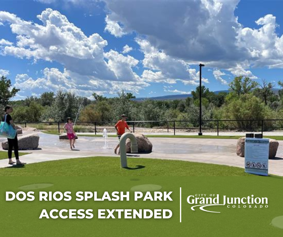 Children play in the water at the Dos Rios Splash Park in Grand Junction