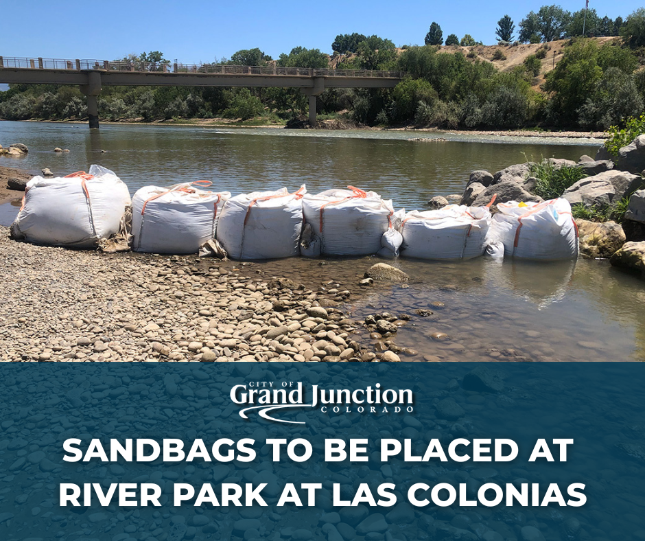 Sand bags placed at River Park at Las Colonias