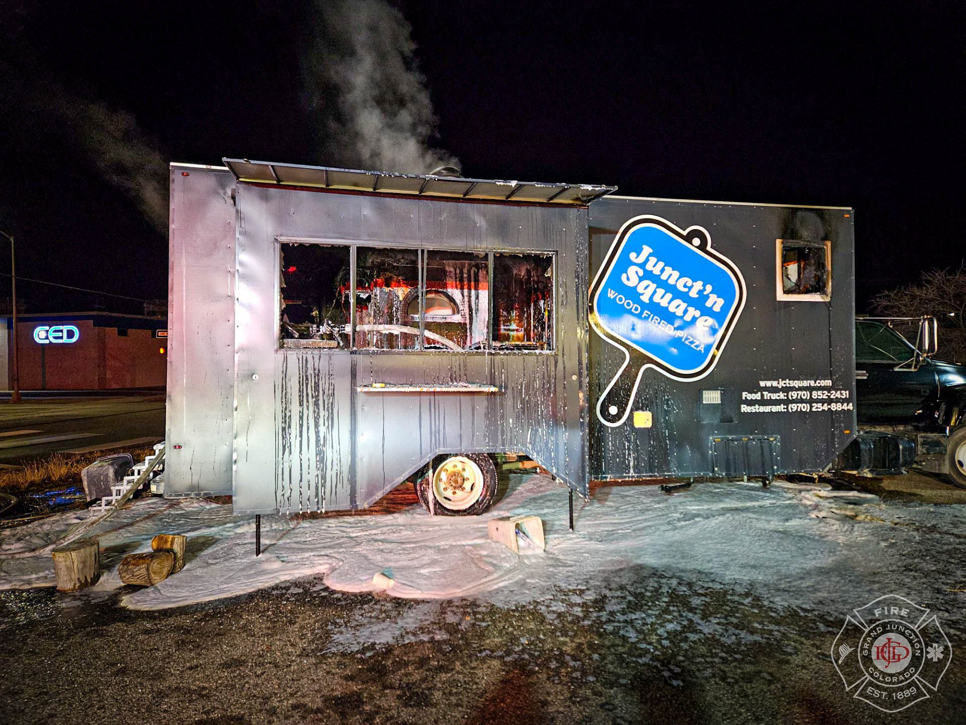 A food truck that caught fire 