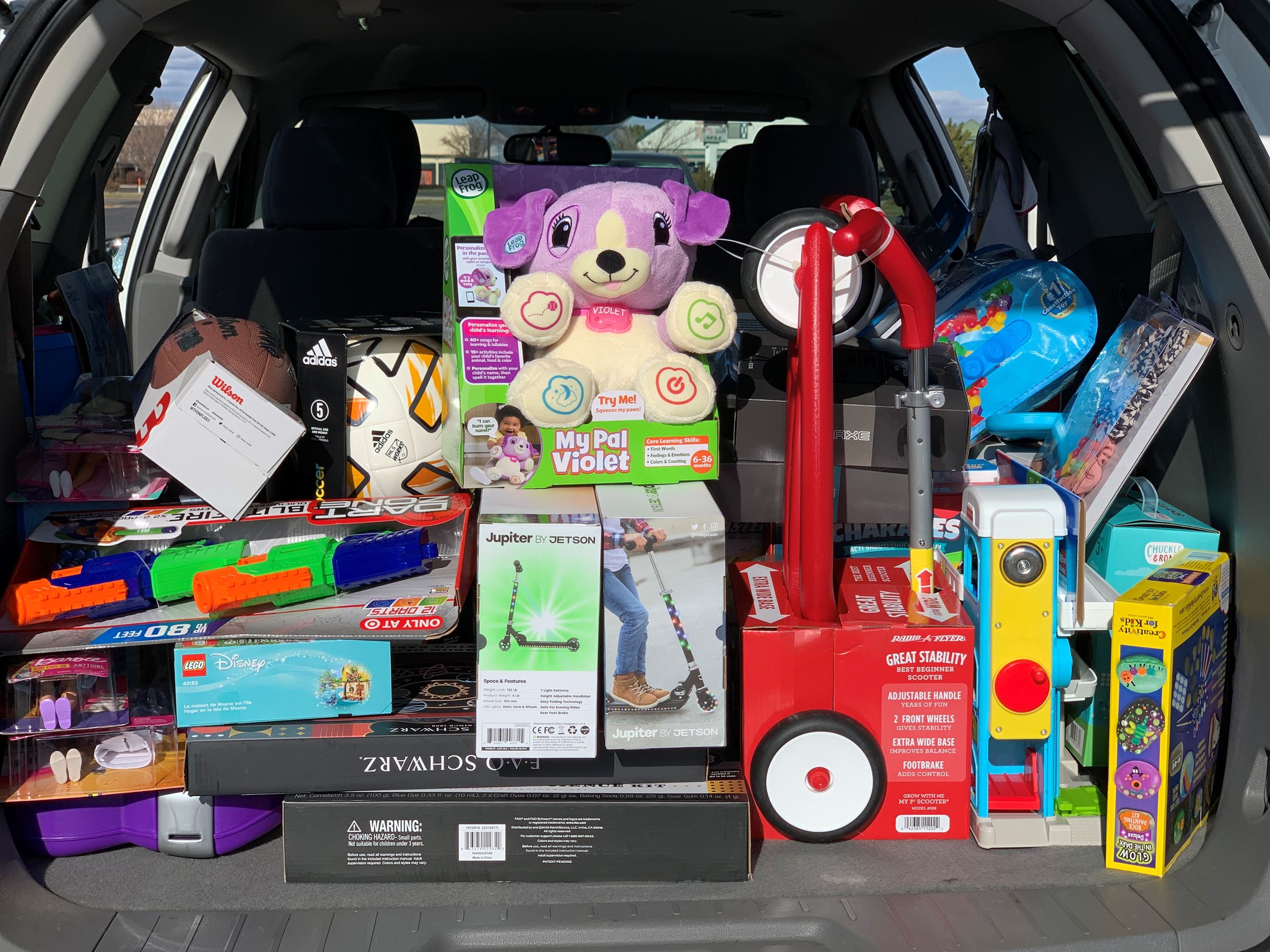 Trunk full of toy donations