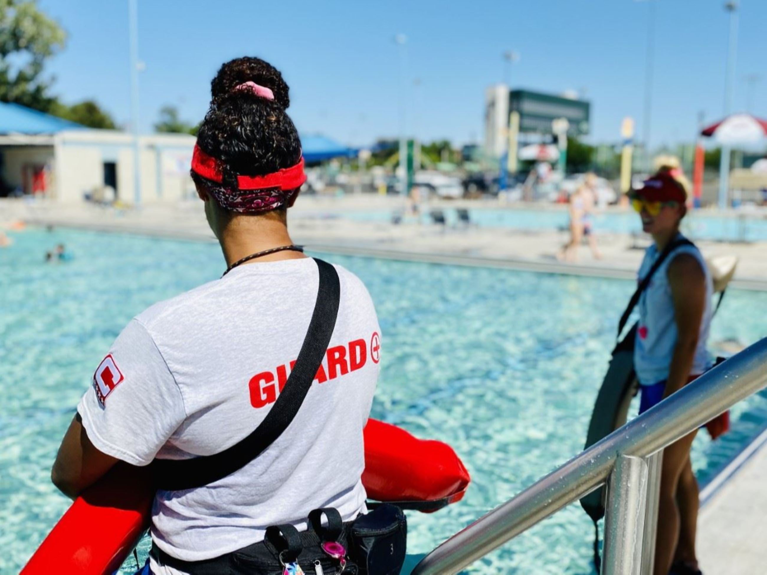 Lifeguard looking over Lincoln Park pool