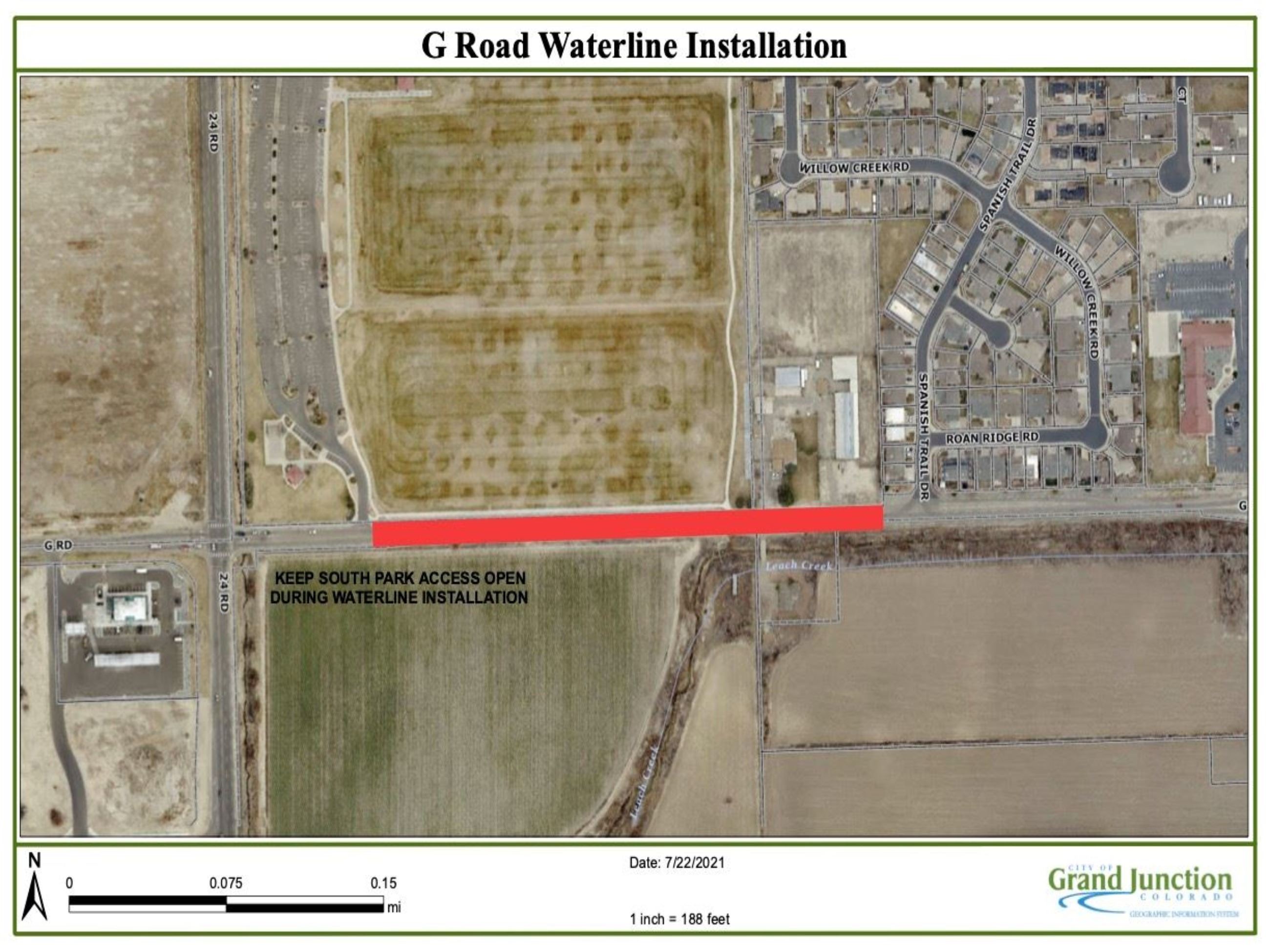 G Road Waterline Closure Map