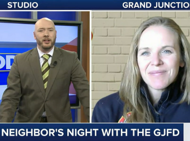 News anchor and GJFD Community Outreach talking on video call