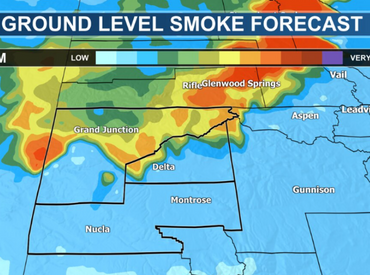 Ground Level Smoke Forecast overlaid on a map of Mesa County