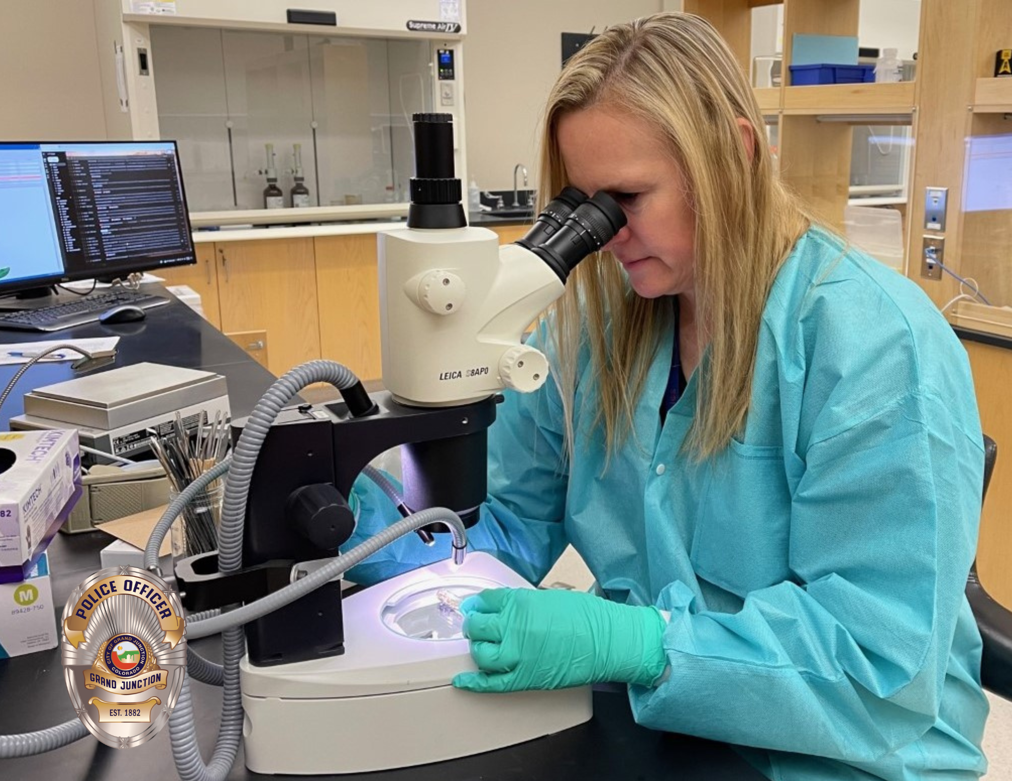 GJPD Chemist analyzing evidence